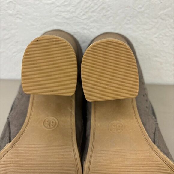 Universal Thread Gray Peep Toe Suede Ankle Booties Block Heel Size 6.5 M - Picture 9 of 11